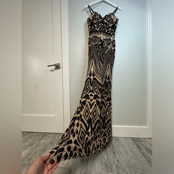 SPLASH Stunning Maxi Sequence Fitted Mesh Mermaid Style Formal Evening Dress Sz8 - Picture 12 of 16